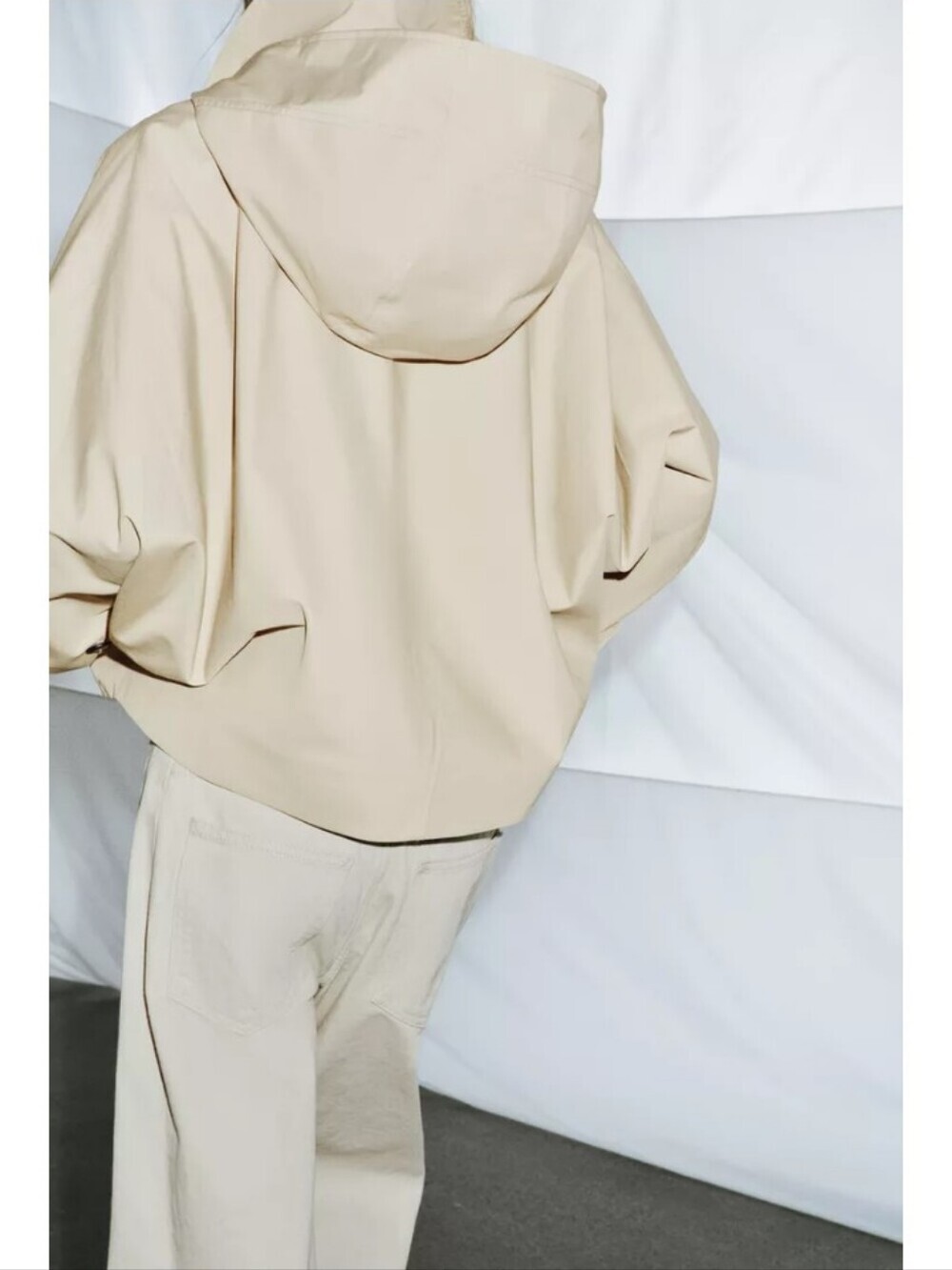 Zara ZW Collection Cropped Water Resistant Beige Trench Coat Jacket - Picture 5 of 12